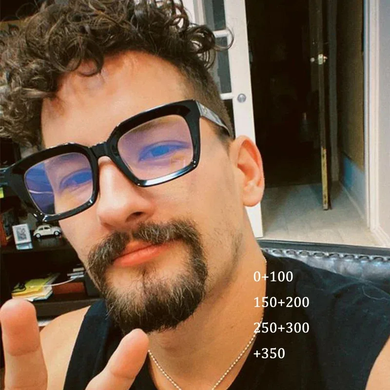 نظارات قراءة مربعة شفافة للجنسين للنساء، إطارات نظارات شمسية كبيرة الحجم مضادة للضوء الأزرق للرجال