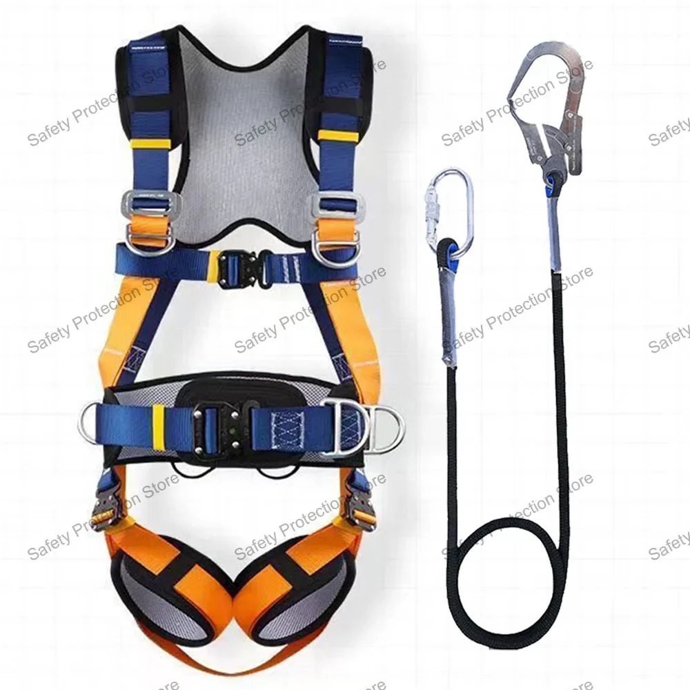 

Full Body High Altitude Work Safety Harness Five-point Safety Belt Safety Rope Outdoor Climbing Construction Protect Equipment