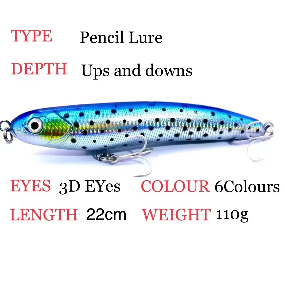 Big Pencil Lure Hardbait Fishing lure 220mm 110g Topwater Surface Floating Bait Top Water Lures for Seabass Pike FeederSaltwater