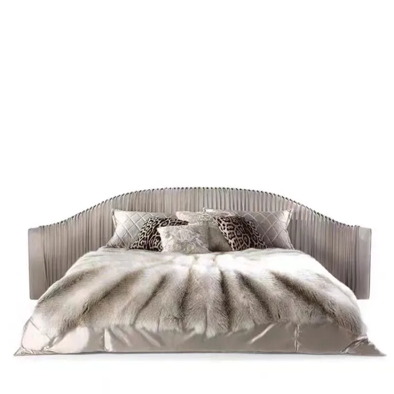 folds Hong Kong style postmodern minimalist style creative master bedroom luxury large apartment exhibition hall double bed