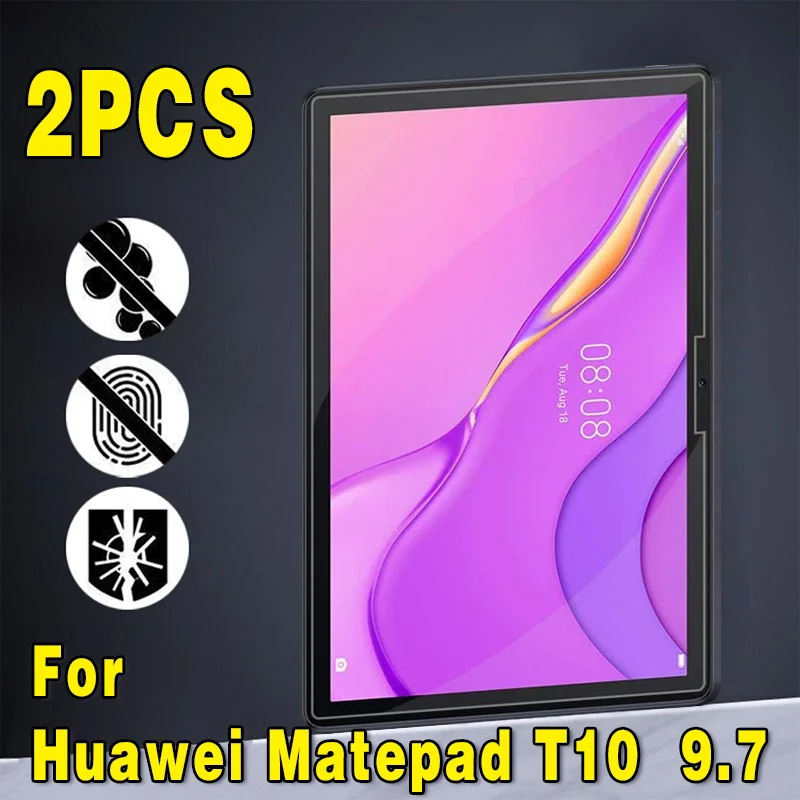 

2Pcs Tempered Glass for Huawei MediaPad T10 9.7 Inch 9H Anti-Scratch Anti-fingerprint Full Film Tablet Cover Screen Protector