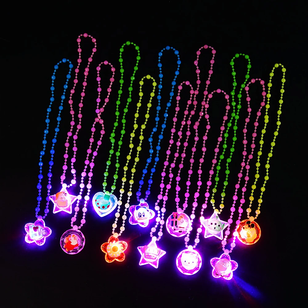 12/30Pcs LED Light Up Cartoon Necklace Kids Birthday Party Wedding Guest Gift Souvenir Christmas Carnival Reward Pack Party Gift