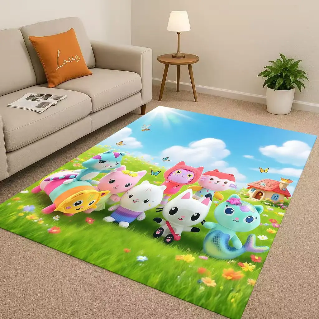 HD Cute Gabbys Dollhouse Cartoon Girl Living Room Non-Slip Area Rug Soft Carpet for Bedroom Playroom and Sofa,Home Decor Doormat