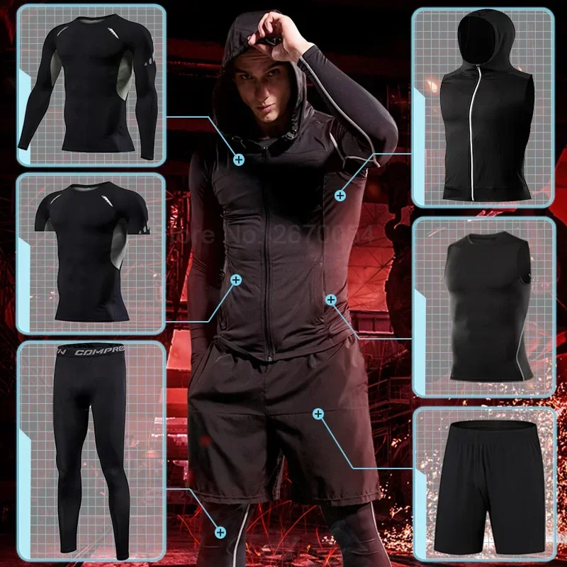 Conjuntos de running para hombre Ropa deportiva ajustada para gimnasio ropa deportiva para hombres Chándal de entrenamiento ajustado Ropa deportiva