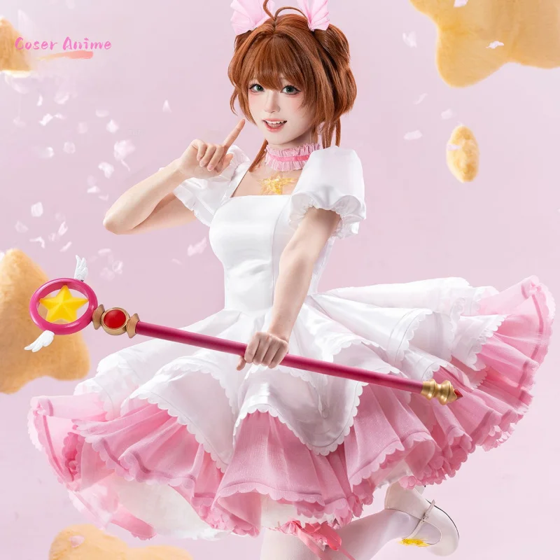 Anime Sakura Cardcaptor KINOMOTO SAKURA Cosplay disfraz uniforme Halloween carnaval fiesta Navidad juego ropa de rol