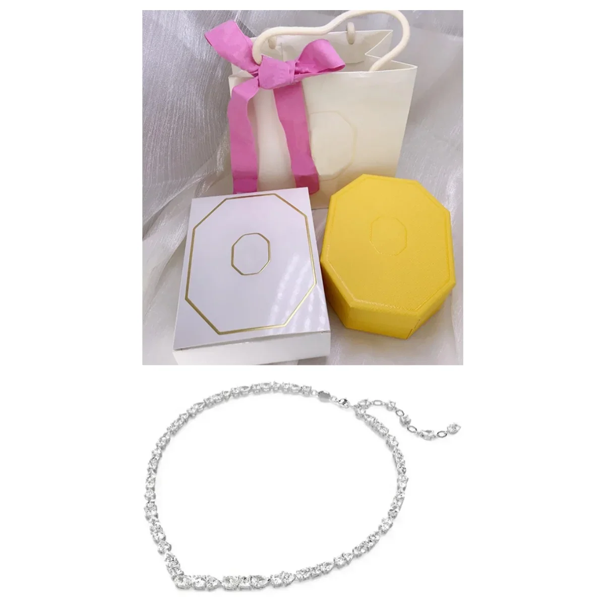 New Necklace Mesmera Mixed Cut White Necklace Women's Jewelry Gift Free Delivery