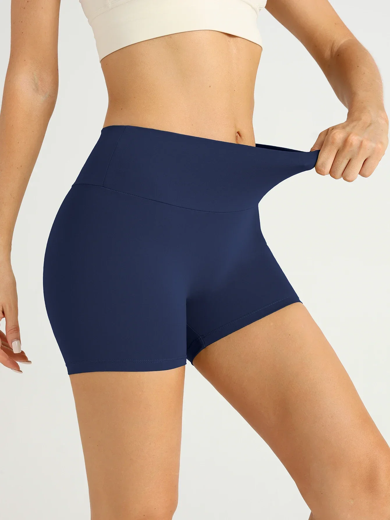 Sexy Einfarbige Hochtaillierte Yoga-Shorts Weiche Enge Damen Fitness Sport Shorts Radsport Umfassendes Training Jogging Athletisch