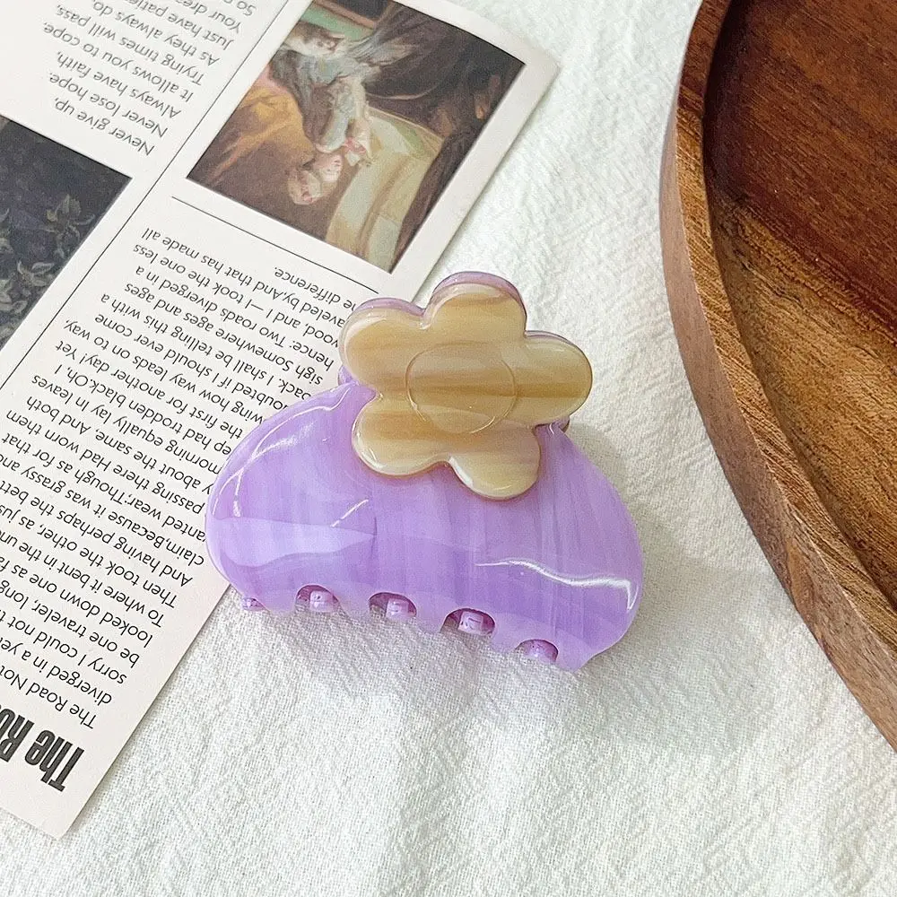 

Vintage Elegant Acetic Acid Flower Hair Claw Small Korean Style French Shark Clip Acetate Trendy Flower Hair Crab Clip Headwear
