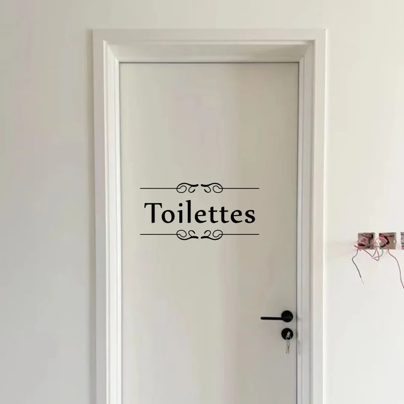 Toilettes Wall Sticker French Bathroom Toilet Door Wallpaper Mural Decals Vinyl Wall Sticker Home Decor #524