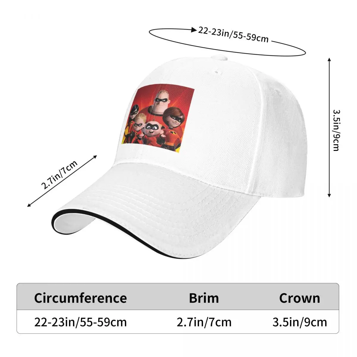 The Incredibles Cap Fashion Casual Baseball Caps Adjustable Hat Hip Hop Summer Unisex Baseball Hats Customizable Polychromatic