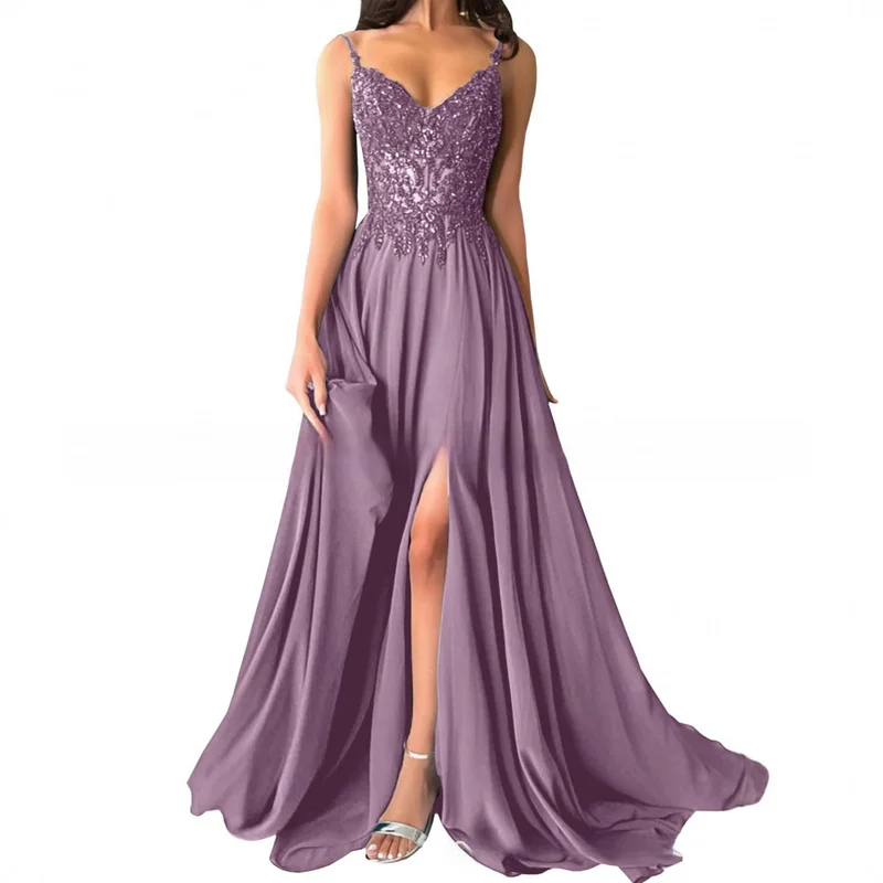 QICHE 2026 European American Women Spaghetti Strap Evening Gown Slim Fit Formal Dress For Prom Party Host Adult Lady Occasion We