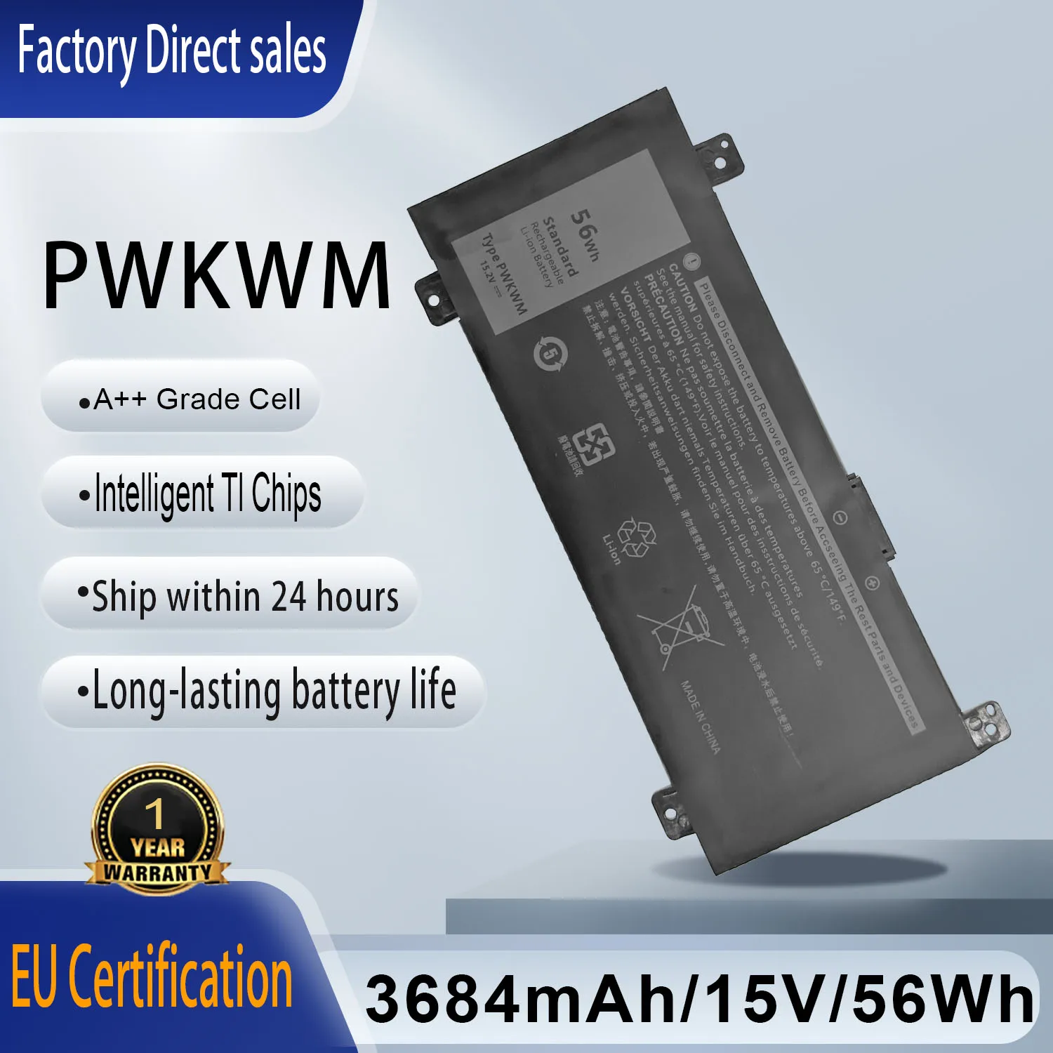 

PWKWM 0M6WKR 63K70 P78G001 Laptop Battery For Dell Inspiron7000 14 7466 7467 7466-D1545R D1545B D1745R 7467-D1545B D1545R Series