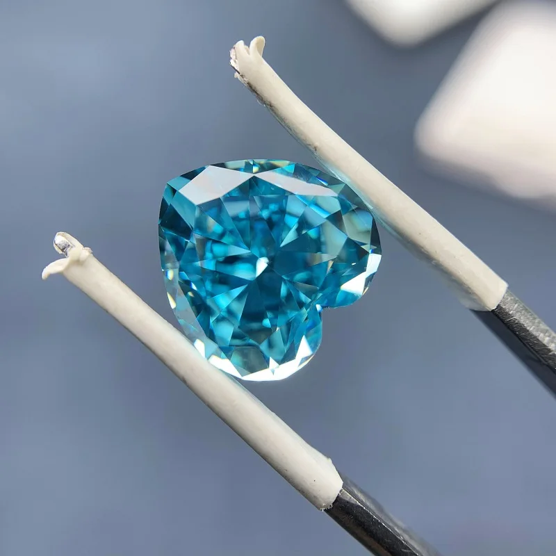 

Pirmiana High Quality Blue Heart Shape Crushed Ice Cut Cubic Zirconia High Carbon Lab Diamond CZ Gemstone for Jewelry Making