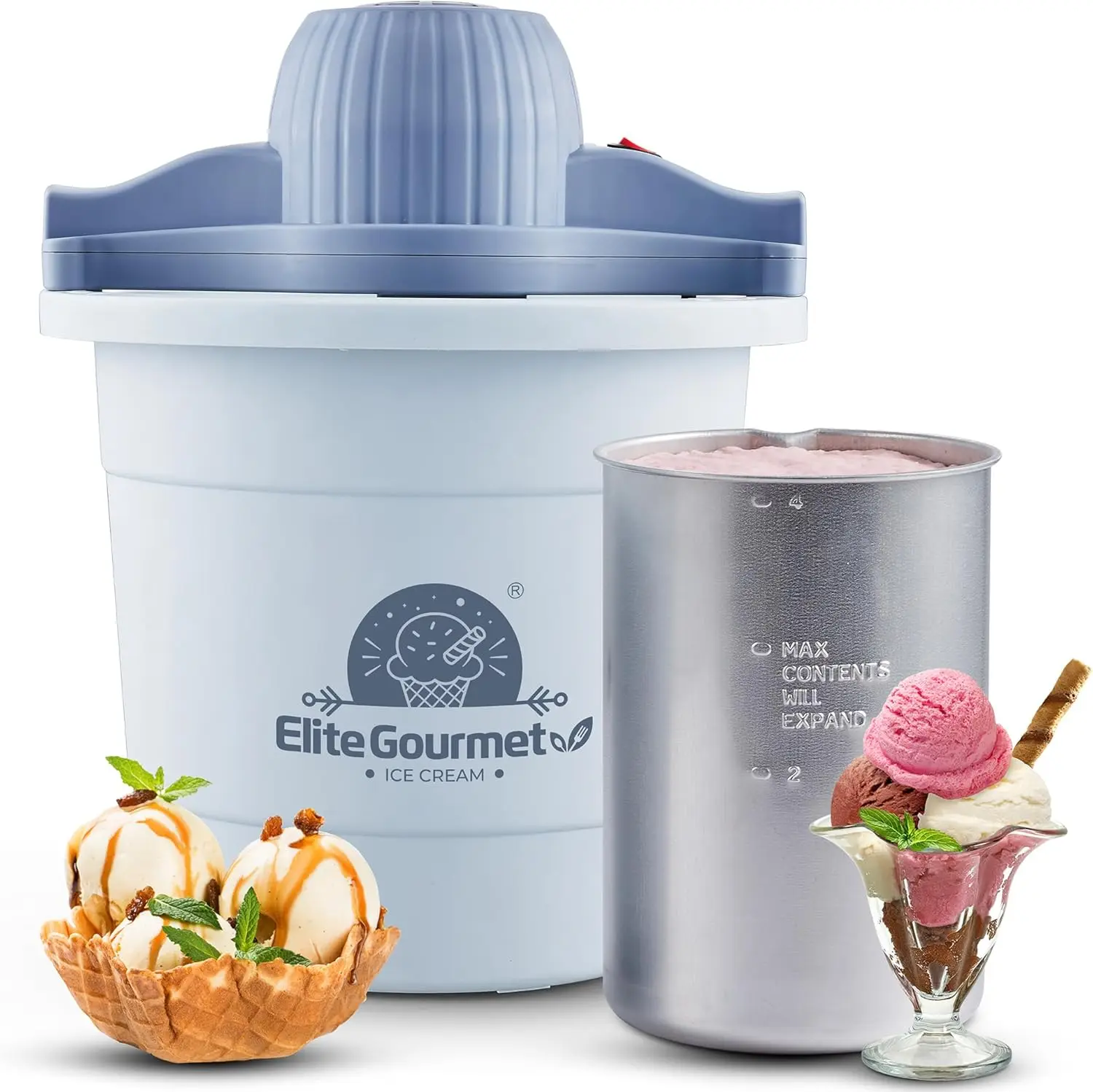 

4Qt Electric Ice Cream Maker with Aluminum Freezing Canister, Durable Plastic Bucket, 50W Motor, Makes Gelato, Sorbet, Frozen