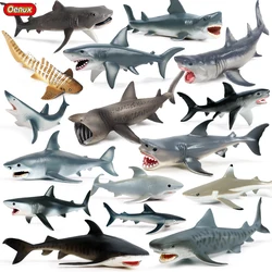Oenux Sea Life Model Great White Shark Helicoprion Megalodon Action Figure Aquarium Ocean Marine Animals PVC Education Kids Toy