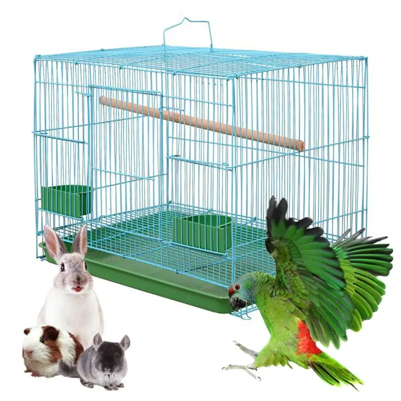 Wire Rectangular Small Cage for Small Birds and Canaries Rekord Equipped Feeders