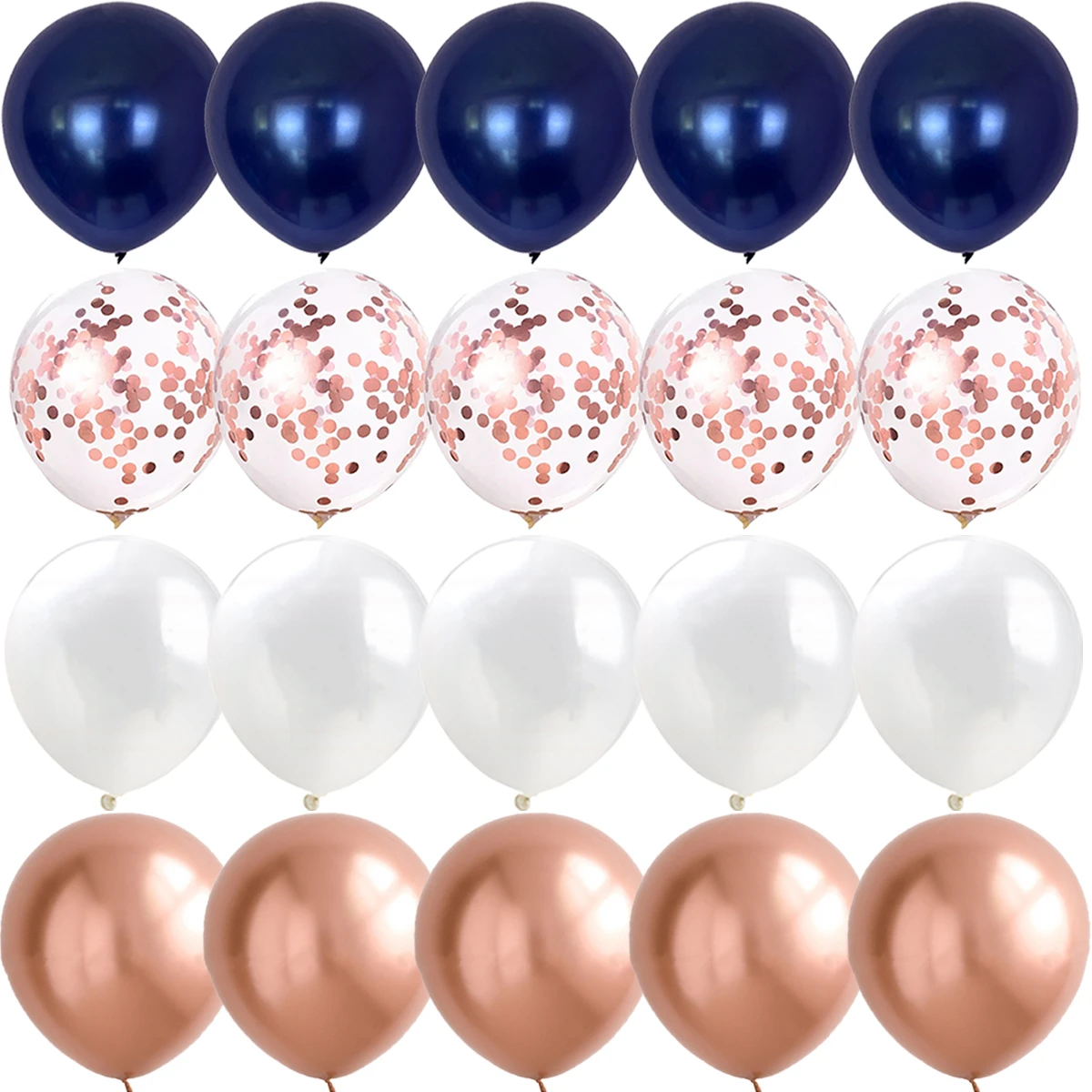 20PCS 나이트 블루 생일 파티 황금 풍선 베이비 샤워 금속 색종이 결혼 기념일 Mariage Globos 장식