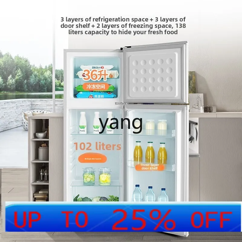 

LTT Double Door Small Refrigerator Mini Household Refrigerated Freezer Rental House