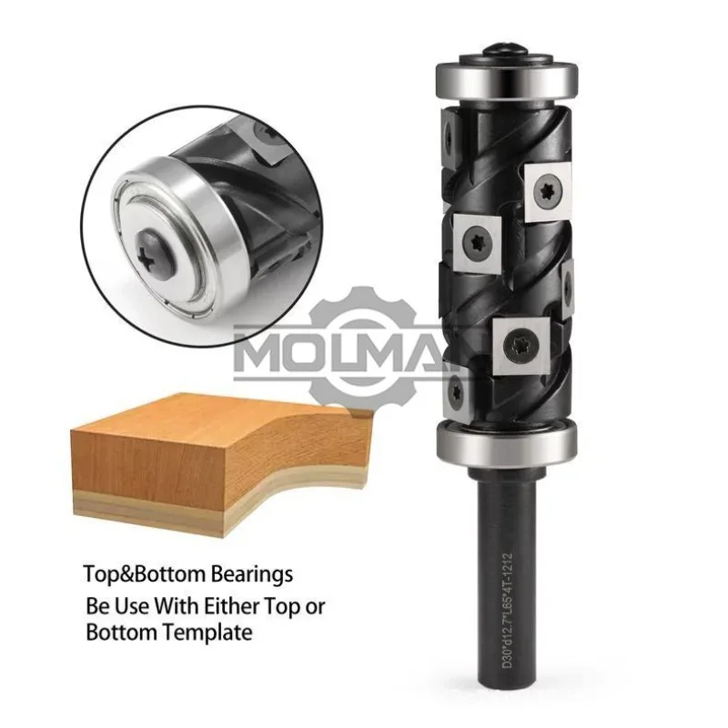12.7/16mm Up Down Bearing Spiral Flush Trimming Knife Disposable Woodworking Milling Cutter Tool CNC Router Bit