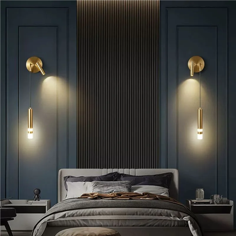 

Nordic Light Luxury with Reading Spotlight Bedroom Wall Light Bedhead Living Room Study Room Hotel Home Decoration LED Lighting