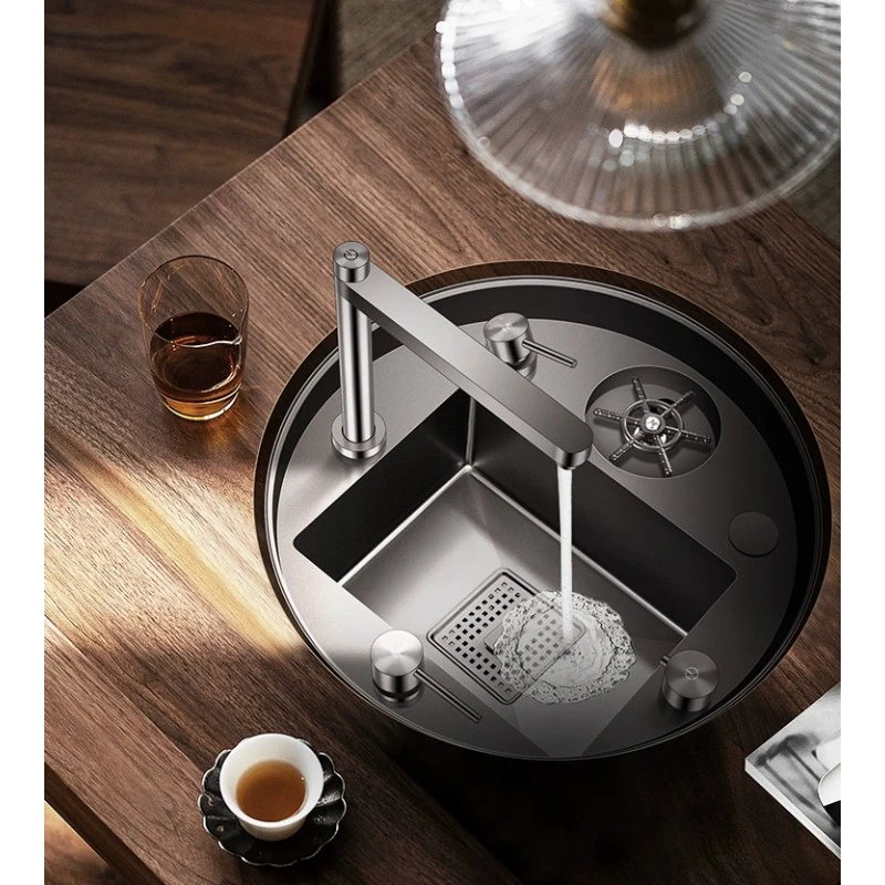 Circular Sink with Hidden Design and High-Pressure Cup Washer