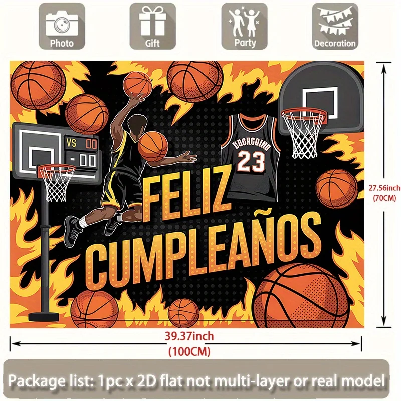 2D, 1 Banner mit Basketball-Motiv, sehr gut geeignet zur Dekoration der Wände in Wohnzimmern, Schlafzimmern und Büros – Detail 5