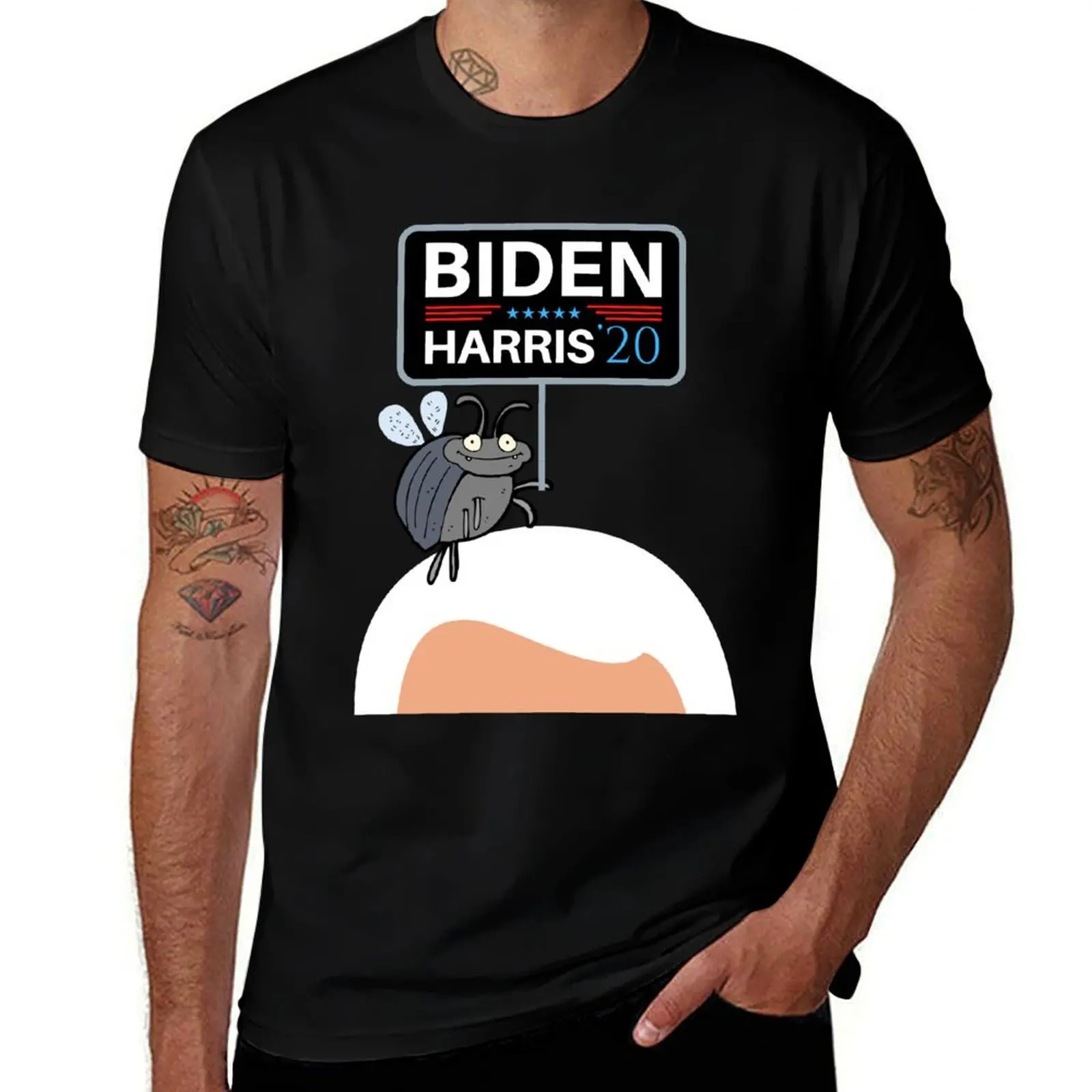 Biden Harris Debate Fly on Mike Pence's Head T-Shirt Stylish Graphic Short Sleeve Top