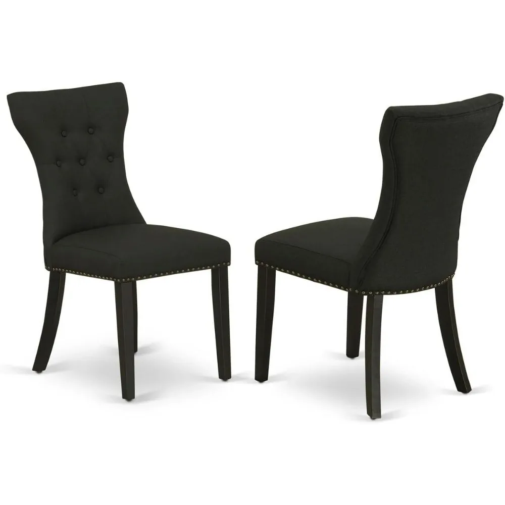 طقم حجرة طعام صغيرة الحجم مكون من 3 قطع من East West Furniture مع طاولة مستديرة وكرسيين أسودين #1