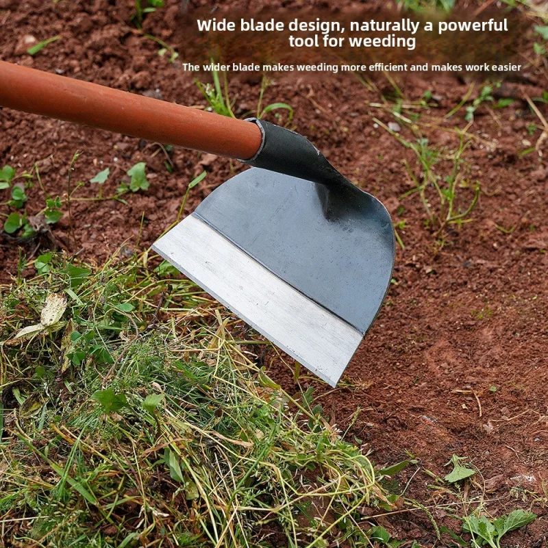 Manganese Steel Thickened Welded Hoe Wide Flat Fan Hoe With Wooden Handle Farm Digging Weeding Mountain Reclamation