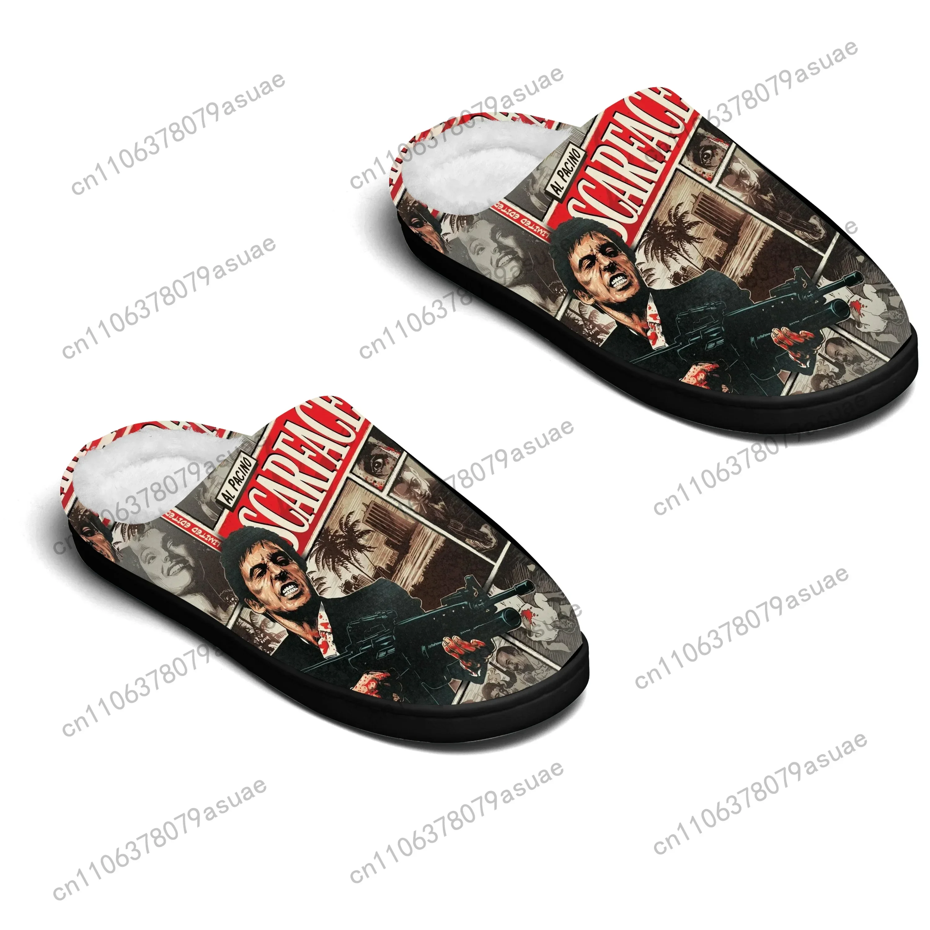 Scarface Home Cotton Slippers Mens Womens Tony Montana Al Pacino Bedroom Keep Warm Cotton Slippers SPA Slipper Custom Slipper