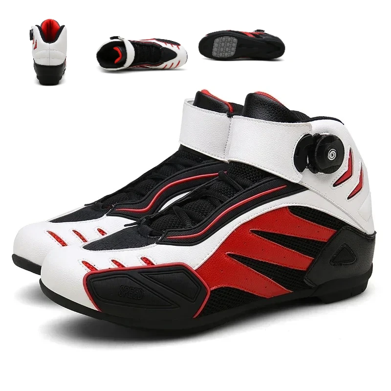 

2026 PU Leather Botas Para Motociclista Motorbike Riding Boots Four-season Men Women Motorcycle Boots Breathable Motocross Boot