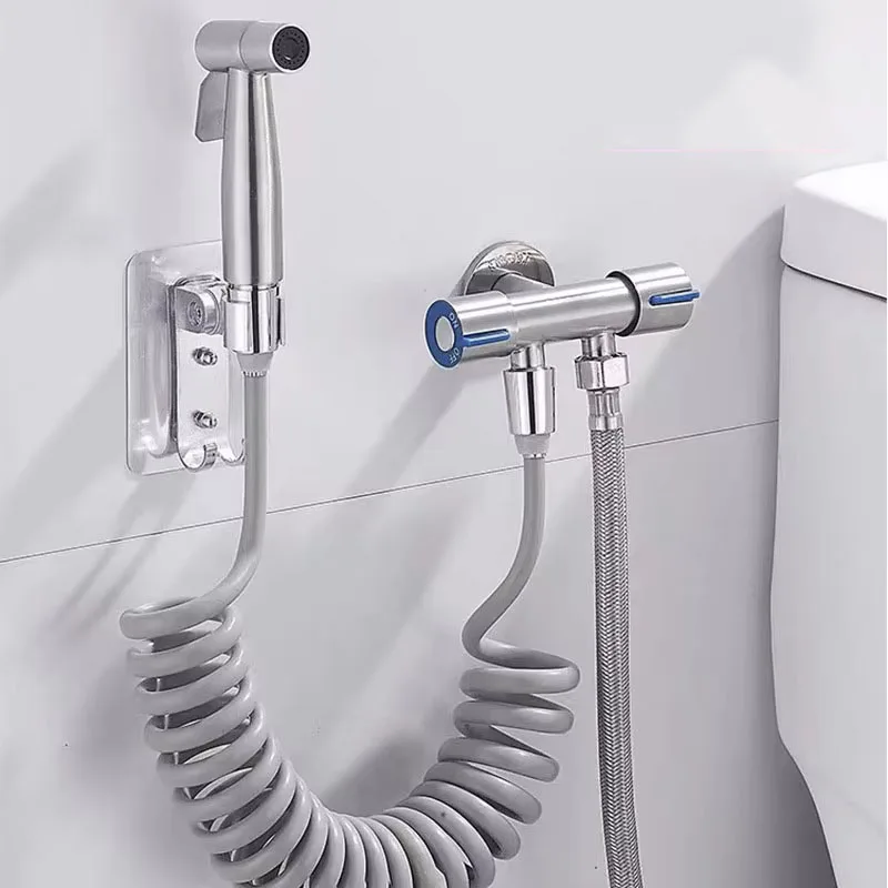 Personal Care Hand Held Spray Portable Bidet Toilet Sprayer Dual Control Angle Valve Stainless Steel Bathroom Accessories Bidets