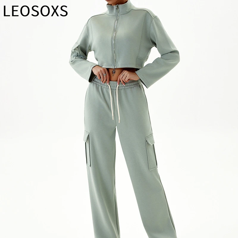 

2Pieces Gym Fitness Suit Women Autumn Crop Workout Yoga Set Running Cycling Sports Overalls Winter Tracksuits Casual Sportswear