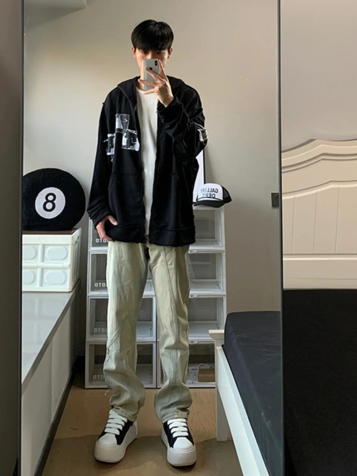 

Мужские джинсы Slim Fit на осень-зиму, желтые, цвета охры, с лоскутным дизайном, прямые, длинные брюки, повседневные, в стиле High Street