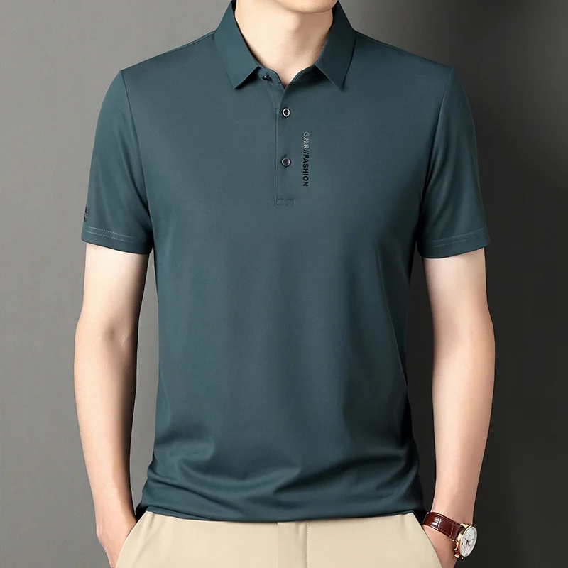 

New Short-Sleeved T-shirt Men's Polo Shirt Simple Summer T-shirt Lapel Half Sleeve Embroidered Top Thin