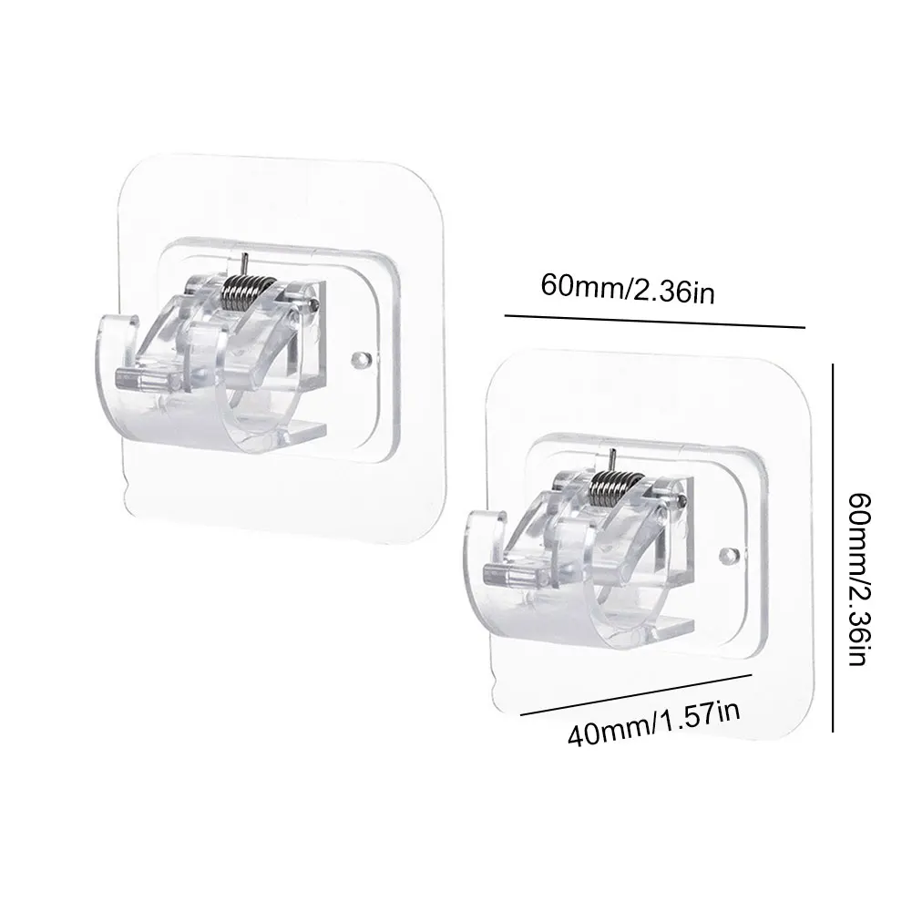 드릴 없음 커튼 로드 브래킷, 방수 접착 커튼 로드 홀더, 욕실 주방용 다기능 커튼 로드 후크, 2 개
