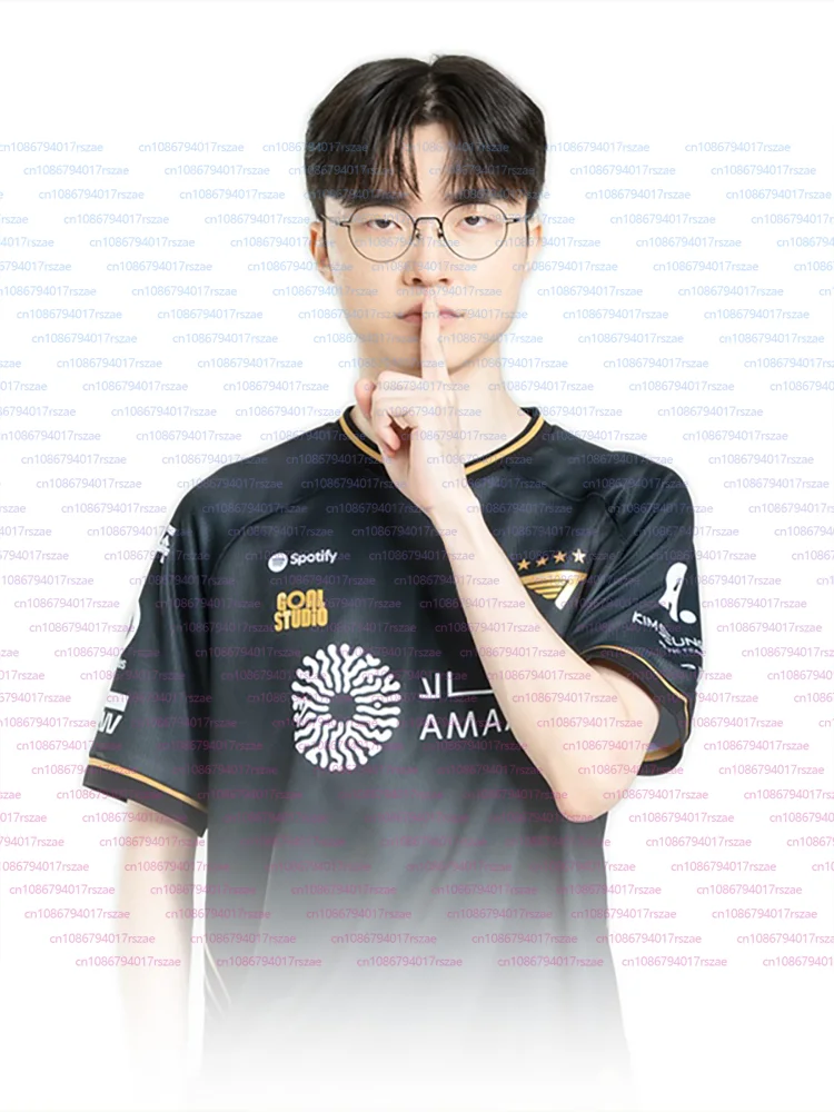 

S15 Competition LOL Finals Jersey T1 Esports Team Uniform Men V-neck T-shirt Lck 2025 World Champion Faker Keria Fans Tops Tees