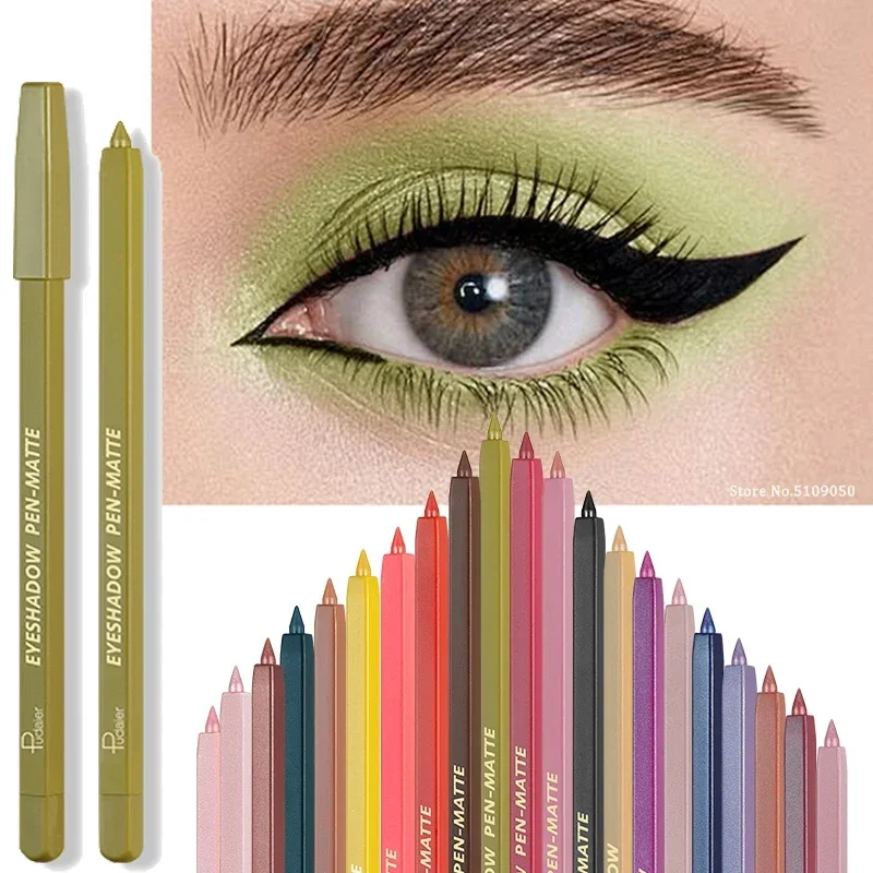 24Colors Eyeshadow Stick Ultra-Fine Creamy Eyeliner Pencil Pearlescent Matte Eye Shadow Smudgeproof  Eye Liner Makeup