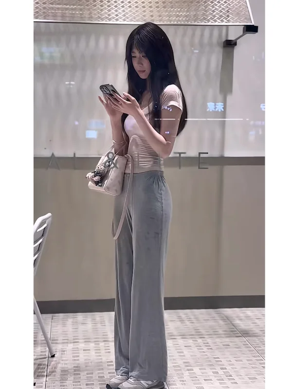 

Женские широкие брюки Walla Era с высокой талией, свободные повседневные спортивные брюки для йоги, весенне-летние универсальные брюки для похудения