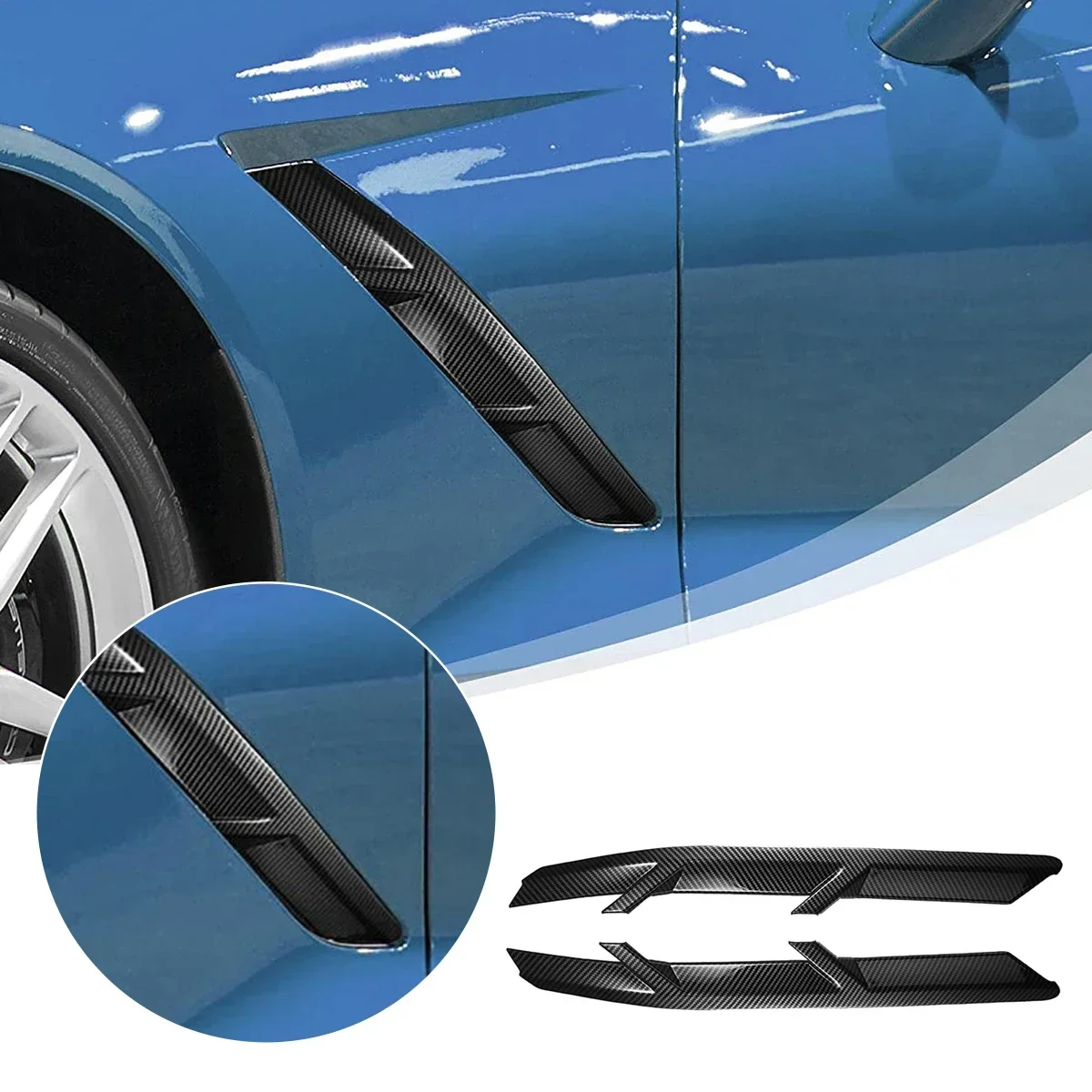 For 2014-2019 Chevrolet Corvette C7 ABS Carbon Fiber Car Styling Car Fender Air Outlet Frame Sticker Car Exterior Accessories