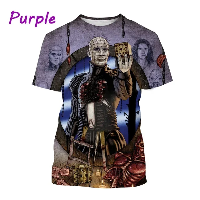 Movie Hellraiser 3d Print T-shirt Men Women Fashion T-shirts Punk Tops Tees Horror Movie Tshirt Summer Oversized Camiseta Hombre