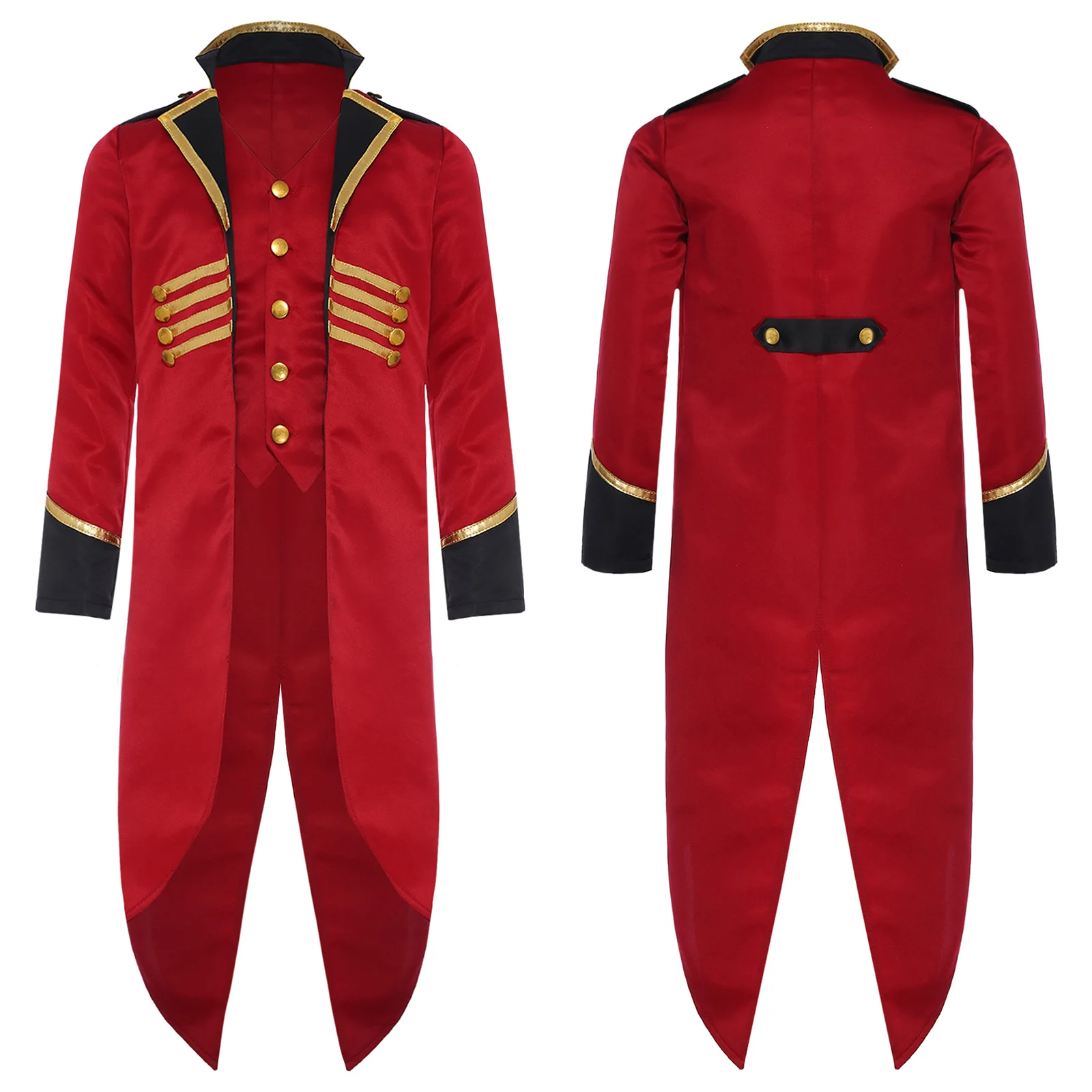 

Средневековый викторианский костюм для мальчиков и девочек, пальто в стиле стимпанк, искусственный смокинг из двух предметов с длинными рукавами, костюм для вечеринки, ретро-куртка, платье