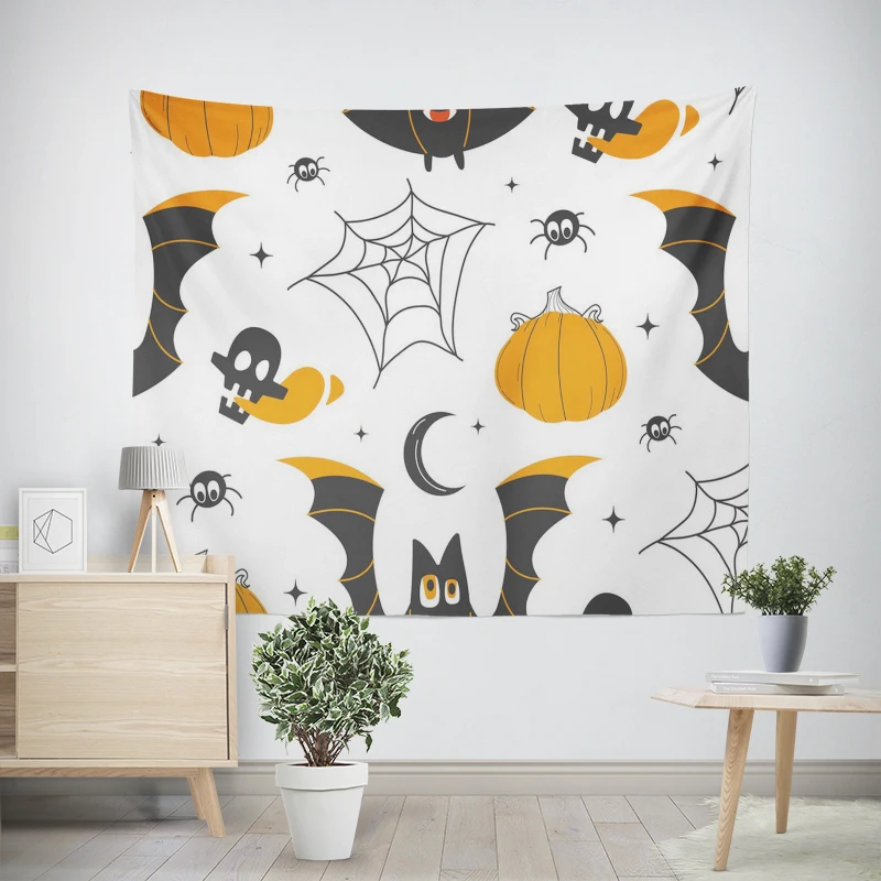 Tapeçaria de parede para decoração de quarto, quarto moderno, quarto estético, arte da parede, tecido grande, halloween, engraçado, outono