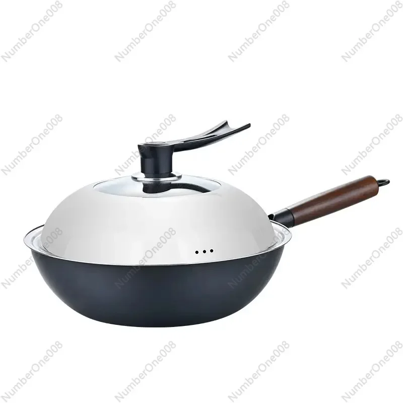 

Old Iron Pan Household Large Capacity Old Round Bottom Wok Zhangqiu Iron Pan Uncoated Non-Stick Wok