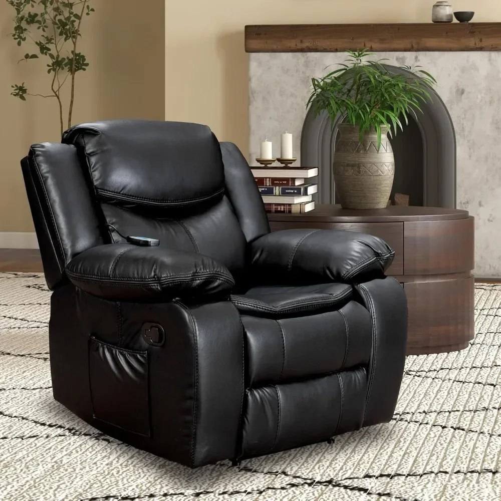 Recliner Chairs for Adults Recliner Chair with Massage and Heat, 2024 Pu Leather Recliner Chair for Living Room, Bedroom