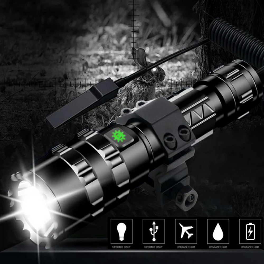 

Red/White/Green Light Torch USB Rechargeable Waterproof Torch Lamp Shooting Night Scout Lights LED Tactical Hunting Flashlight