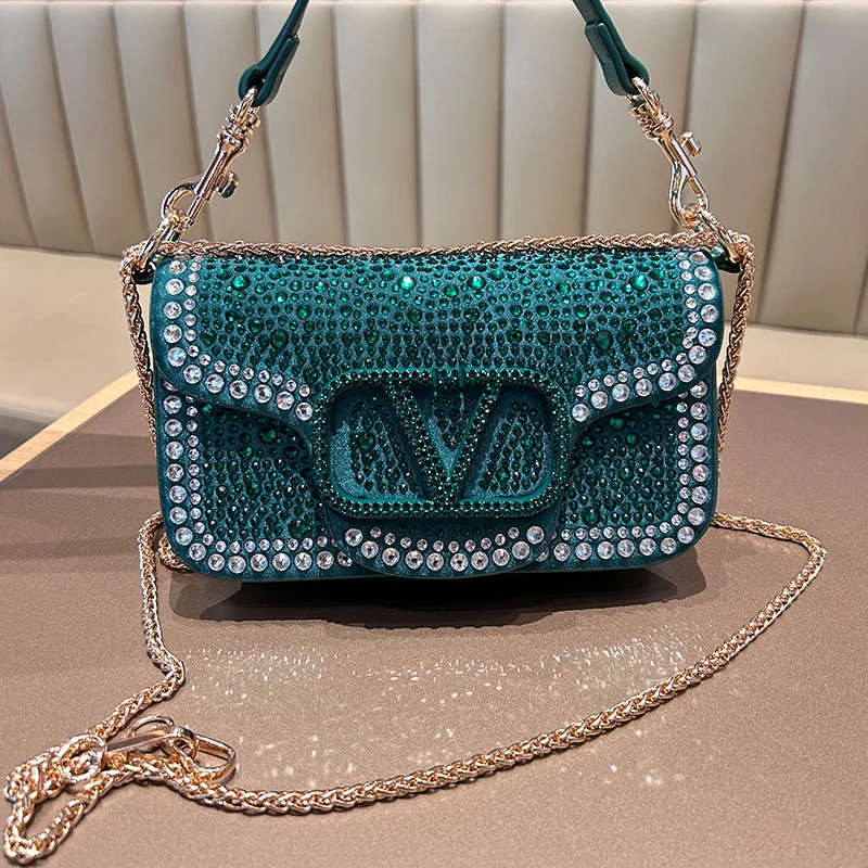 

Новая мини-сумка 2026 года со стразами, с верхней ручкой, трансформируемая, с цепочкой, роскошный элегантный вечерний клатч, подарок для женщин