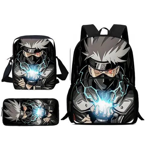 Child Backpacks Cartoon For N-Narutos UchihaS Shoulder Bag Pencil Case Pupil Large Capacity School Bags for Boys Girls Best Gift