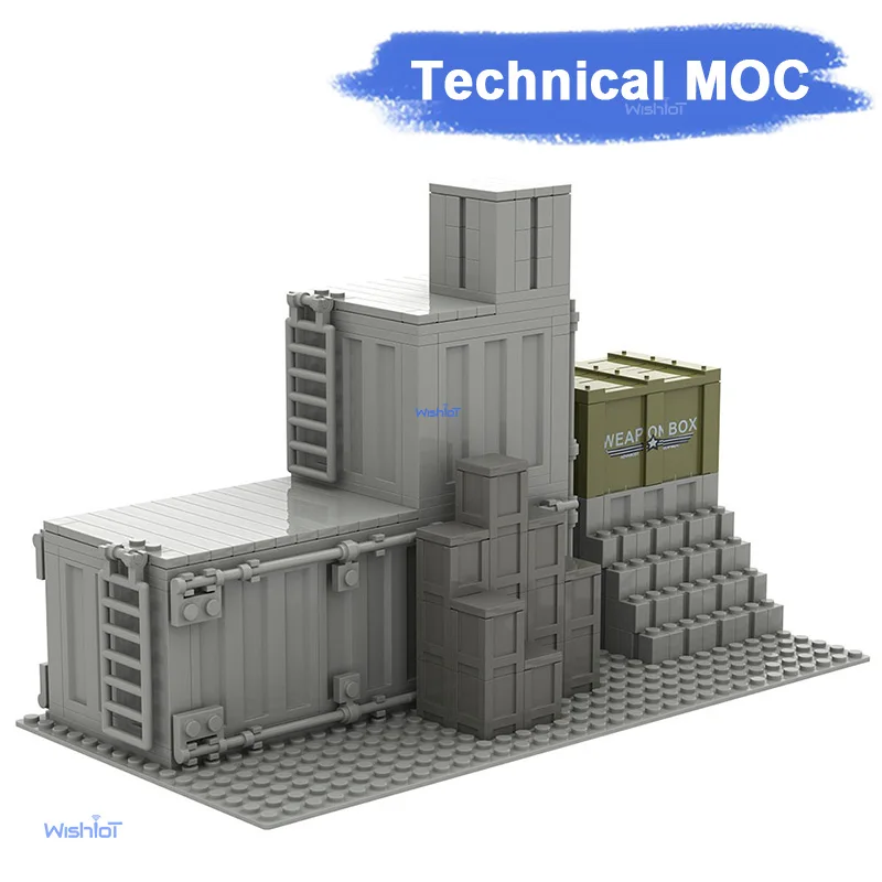 

249Pcs Military Building Block Set Industrial Cargo Containers Tactical Warehouse MOC Base Scene Accessories