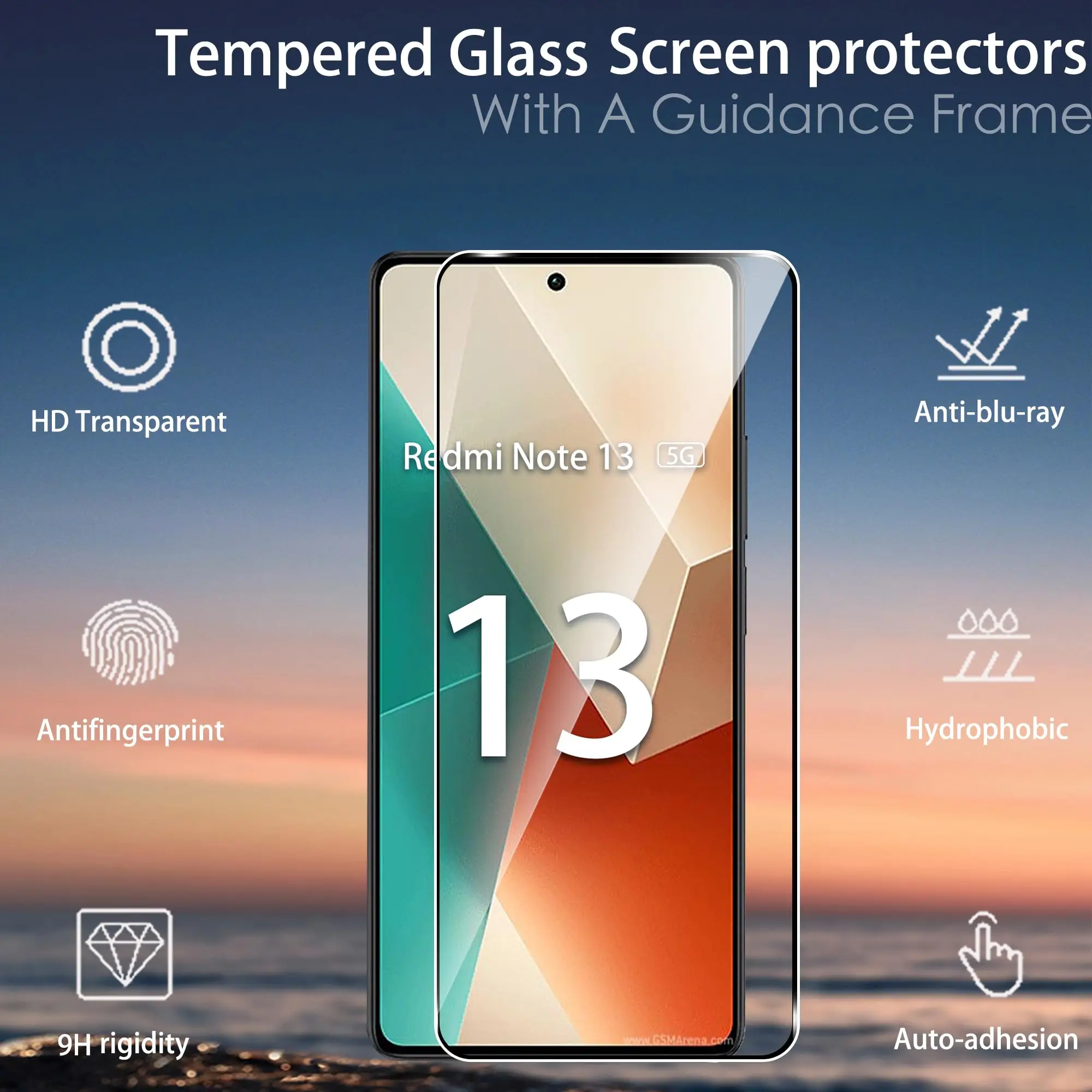 Screen Protector For Redmi Note 13 4G 5G Xiaomi, Tempered Glass HD Crystal  9H Anti Scratch Case Friendly High Aluminum